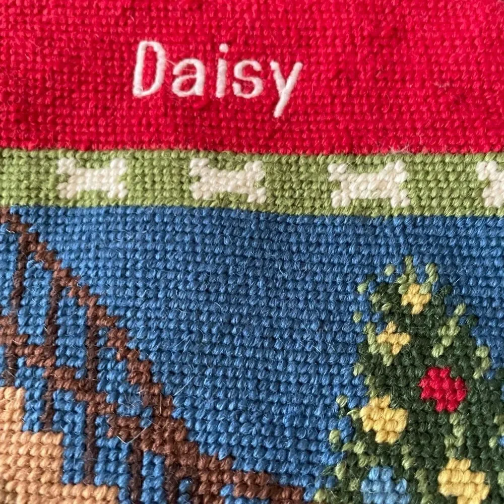 Vintage Land’s End “Daisy” Christmas stocking / needlepoint